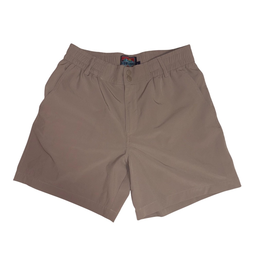 BURLEBO Everyday Shorts Mens S Tan Performance Stretch Fishing Casual 6" Inseam